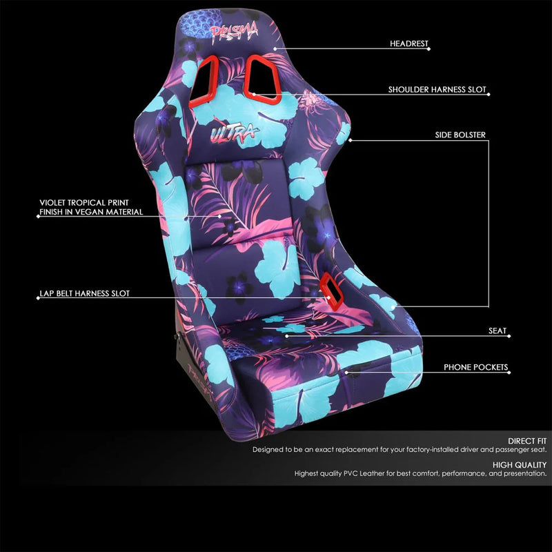 NRG FRP Bucket Seat PRISMA Edition w/ Purple Pearlized Back - Large