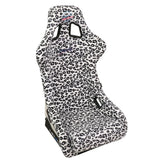 NRG FRP Bucket Seat PRISMA SAVAGE Edition White Pearlized Back Snow Leopard Print - Large