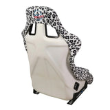 NRG FRP Bucket Seat PRISMA SAVAGE Edition White Pearlized Back Snow Leopard Print - Medium