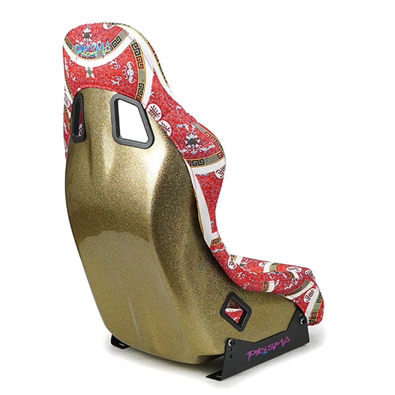 NRG FRP Bucket Seat PRISMA Oriental Longevity Plate Edition W/ Gold Pearlized Back - Large