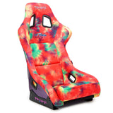 NRG FRP Bucket Seat PRISMA 60s Tie Dye Edition Vegan w/ Metallic Purple Pearl Back - Large