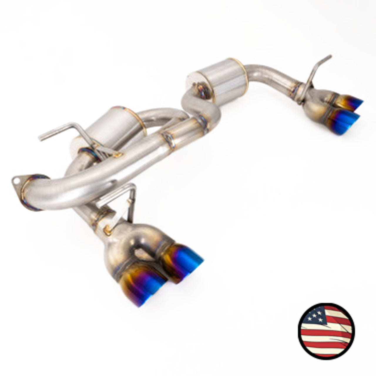 Nameless Axleback Exhaust - 5" Muffler - Quad Exit - 3" Double Wall Neochrome Tips - 2018-23 Crosstrek