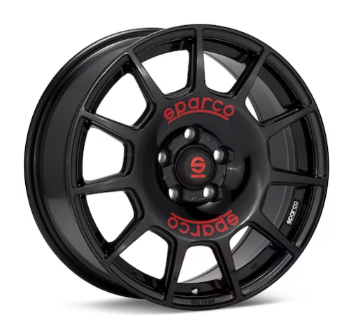 OZ SPARCO TERRA 18 X 8 +45 5 X 114.3 CB73.1 GLOSS BLACK WITH RED LETTERING