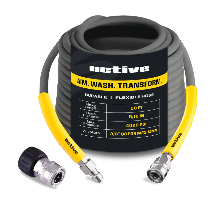 Active™ 75’ Pressure Washer Extension Hose – 5/16 Steel Braided