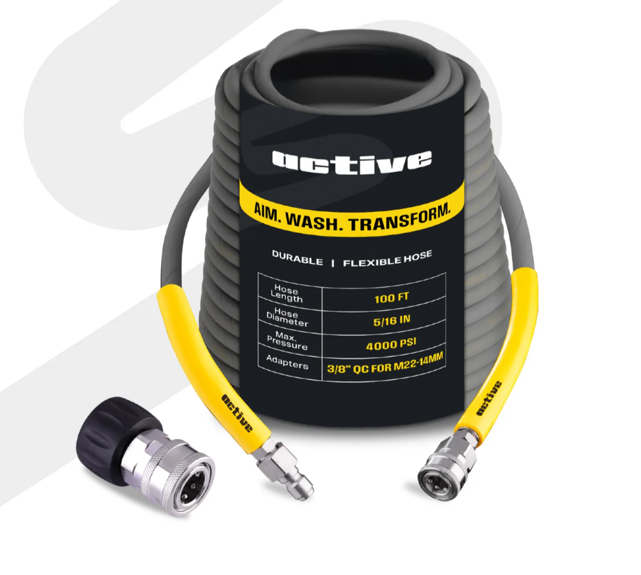 Active™ 100’ Pressure Washer Extension Hose – 5/16 Steel Braided
