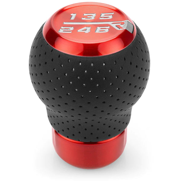 Raceseng Stratose Shift Knob (Gate 3 Engraving) M12x1.25mm Adapter - Red Translucent w/perforated leather