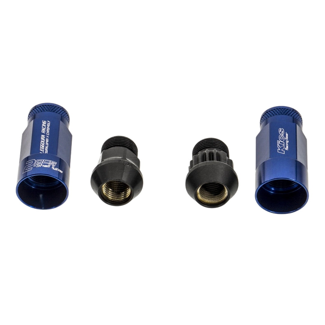 Project Kics Leggdura Racing Shell Type 53mm Open Ended Lug Nuts - Blue M12x1.25