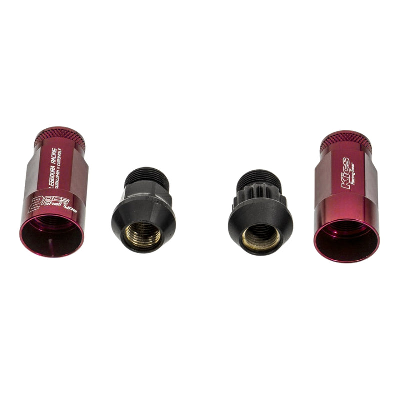 Project Kics Leggdura Racing Shell Type 53mm Open Ended Lug Nuts - Red M12x1.25