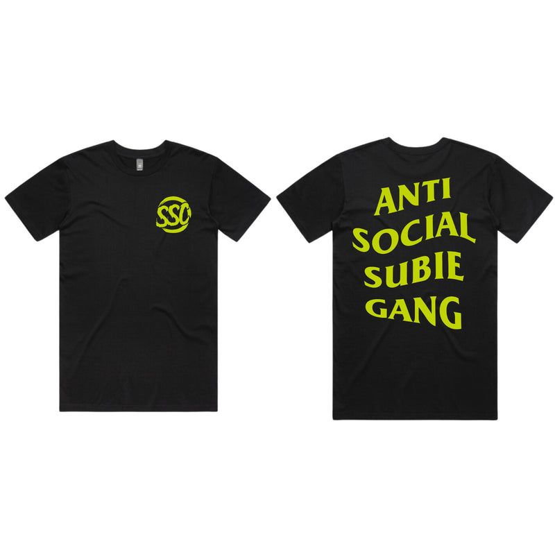 SSC PREMIUM T-SHIRT - ANTI SOCIAL - BLACK/ACID GREEN