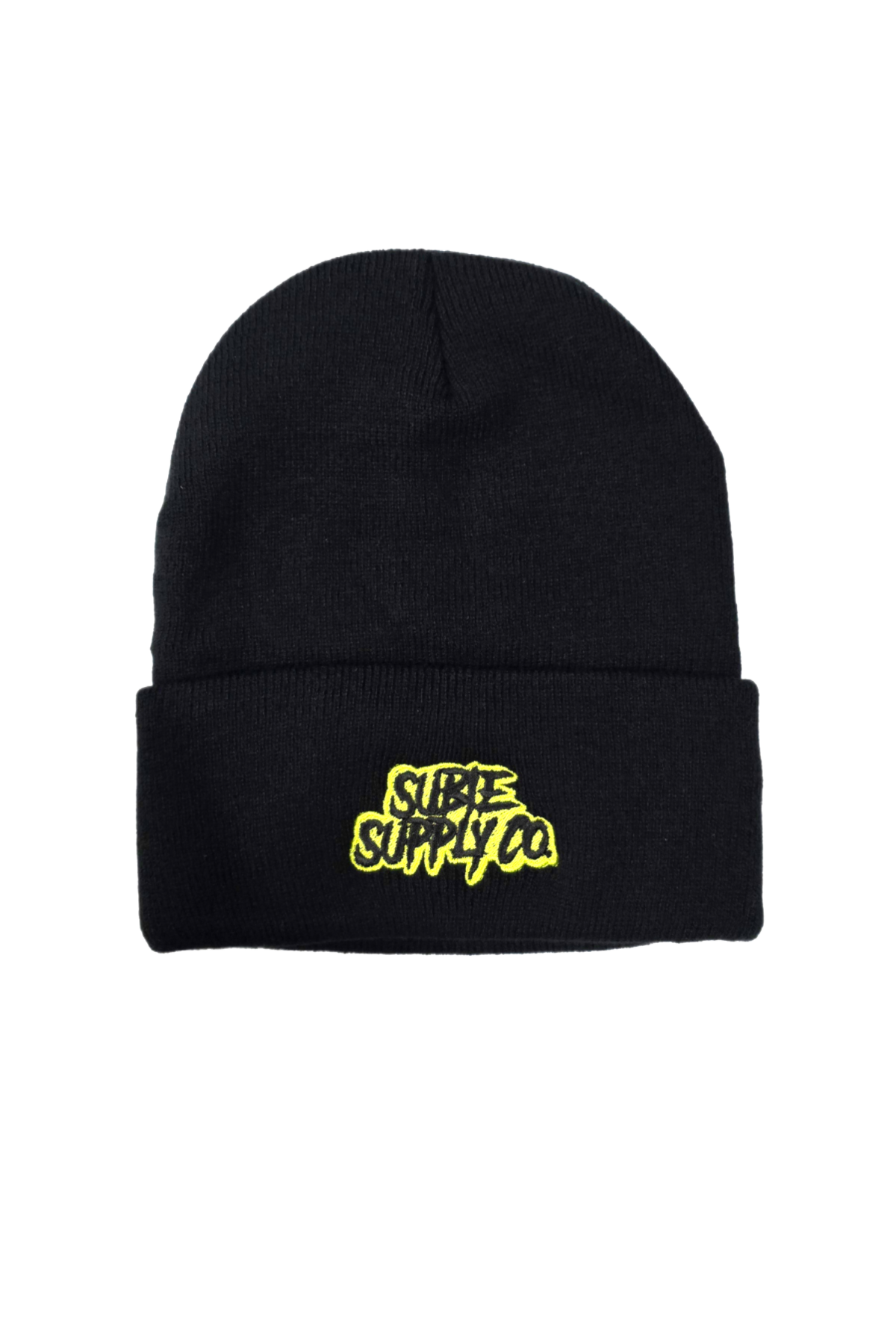 SSC EMBROIDERED BEANIE - BLACK/ACID GREEN