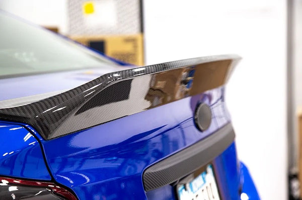OLM Single Point Carbon Fiber Duckbill Trunk Spoiler - 2015-2021 Subaru WRX & STI