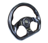 NRG Carbon Fiber Steering Wheel 320mm Flat Bottom Shiny Black Universal