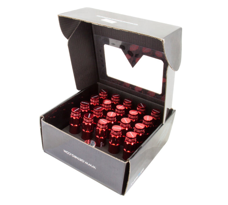 GARAGE SALE - NRG 700 Series M12 X 1.25 Steel Lug Nut w/Dust Cap Cover Set 21 Pc w/Locks & Lock Socket - Red