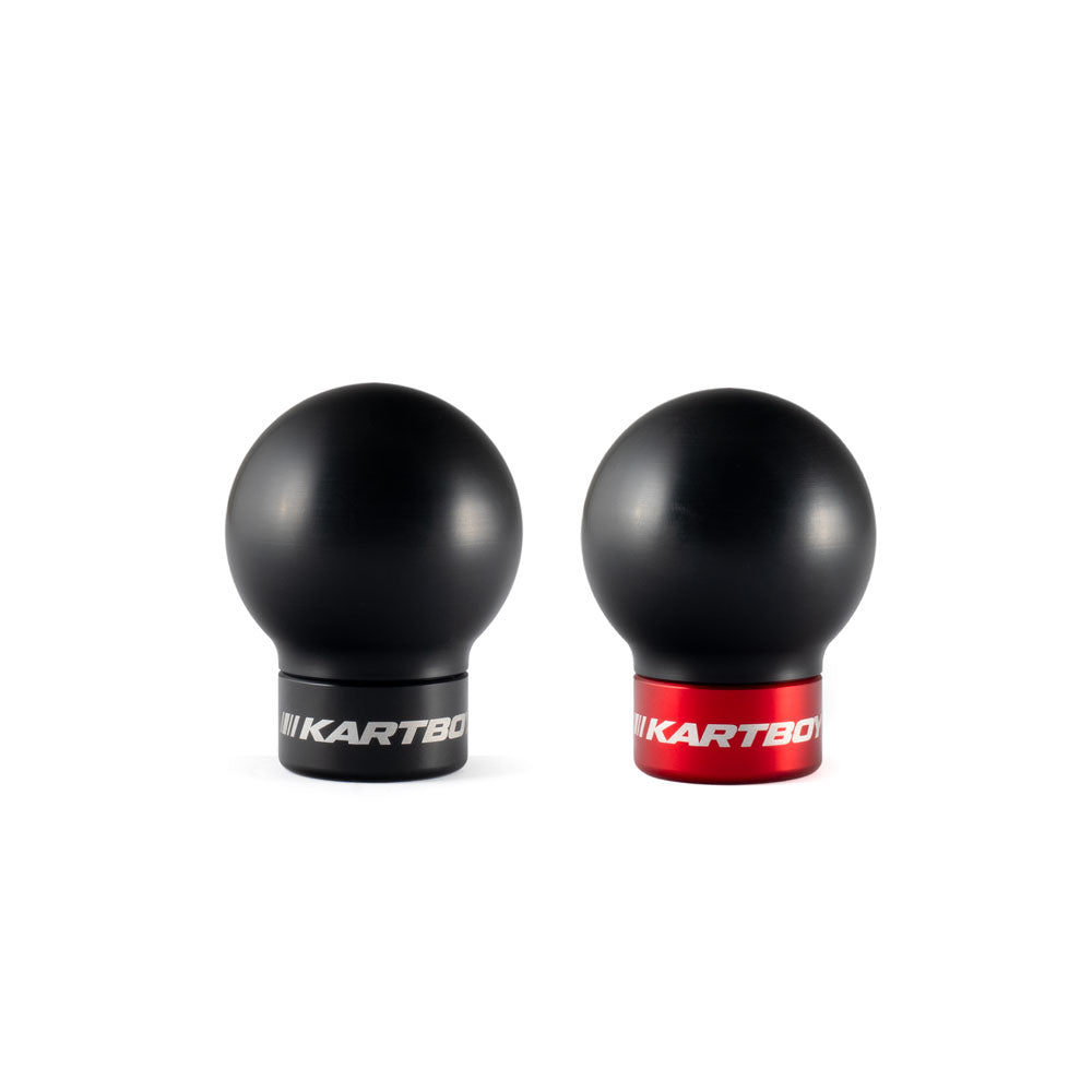 Kartboy StackLock Tarmac Shift Knob Kit - Black Delrin Ball - SS Core - Black & Red Trim Rings