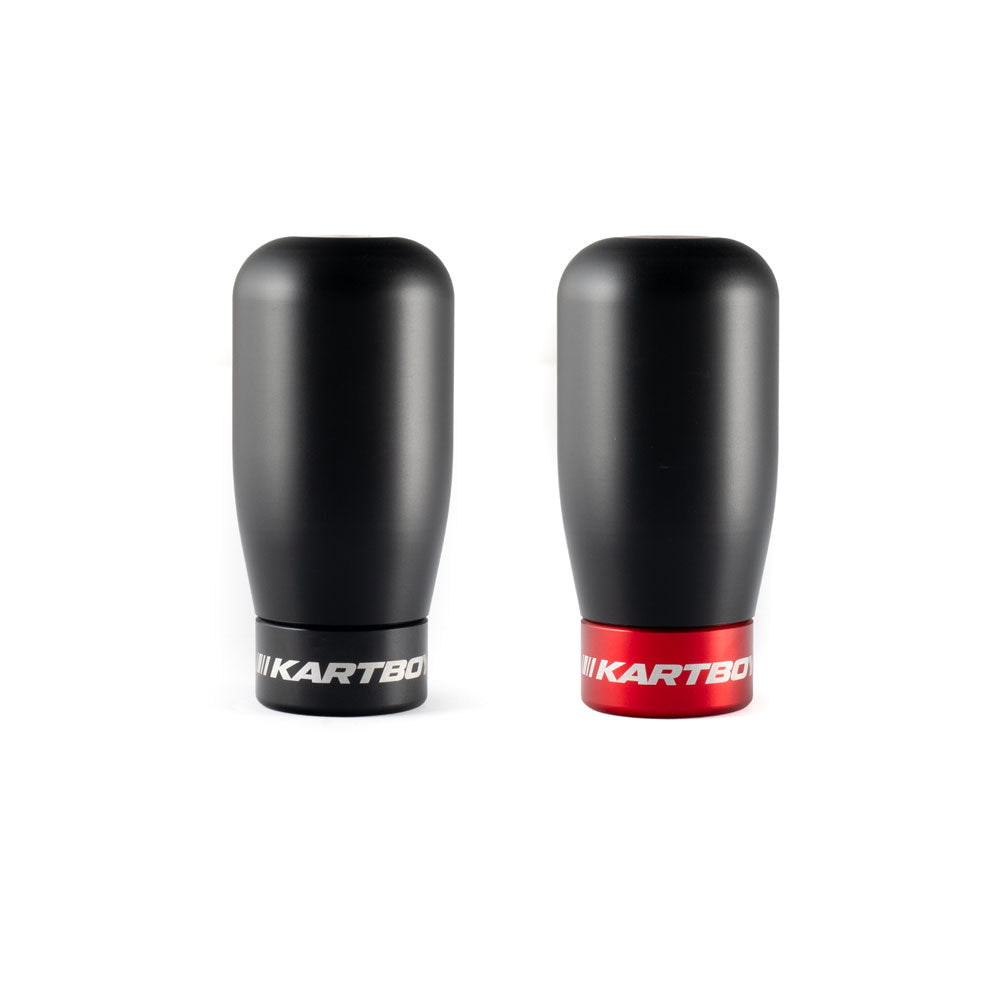 Kartboy StackLock Gravel Shift Knob Kit - Black Delrin Cylinder - SS Core - Black & Red Trim Rings