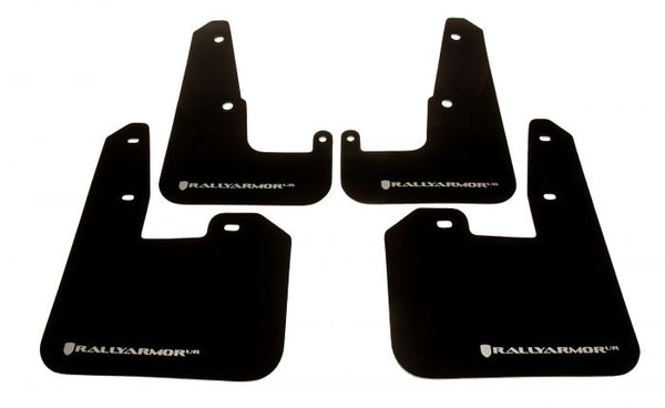 RALLY ARMOR UR MUD FLAPS - BLACK/SILVER LOGO - 11-14 WRX HATCHBACK, 08-14 STI HATCHBACK