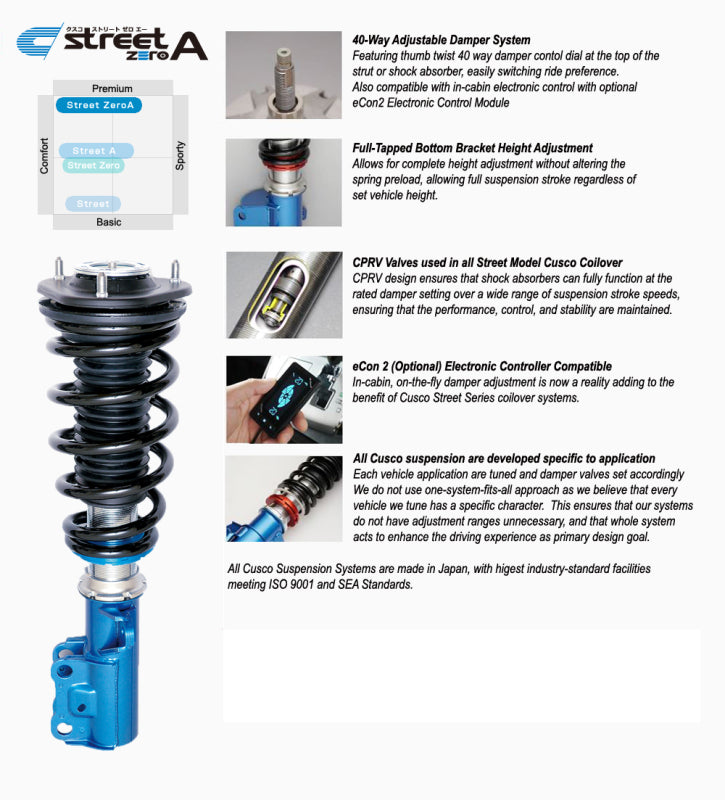 ベ*タ様 cusco zero A Cusco Street Zero A Pillowball Rear Mount Twin Tube Coilovers - 2022-2