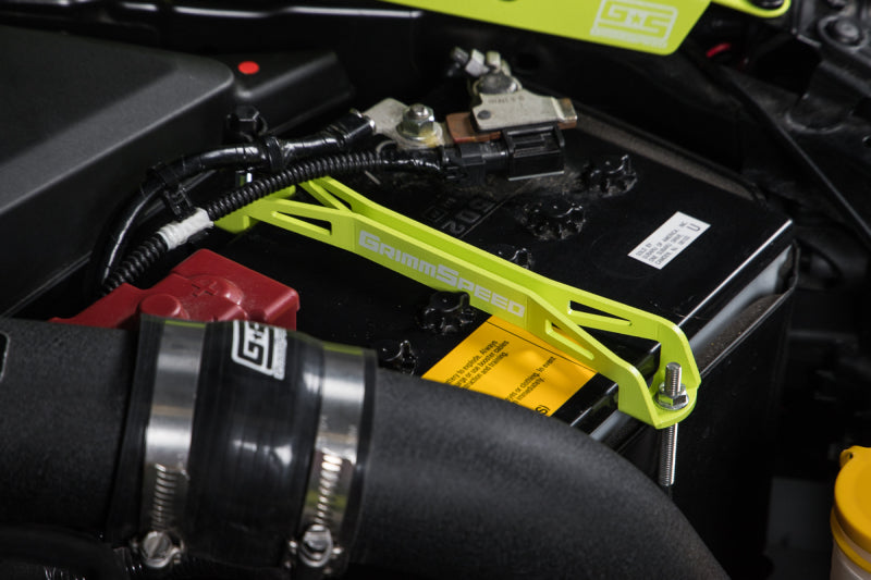 GRIMMSPEED LIGHTWEIGHT BATTERY TIEDOWN - UNIVERSAL SUBARU - NEON YELLOW