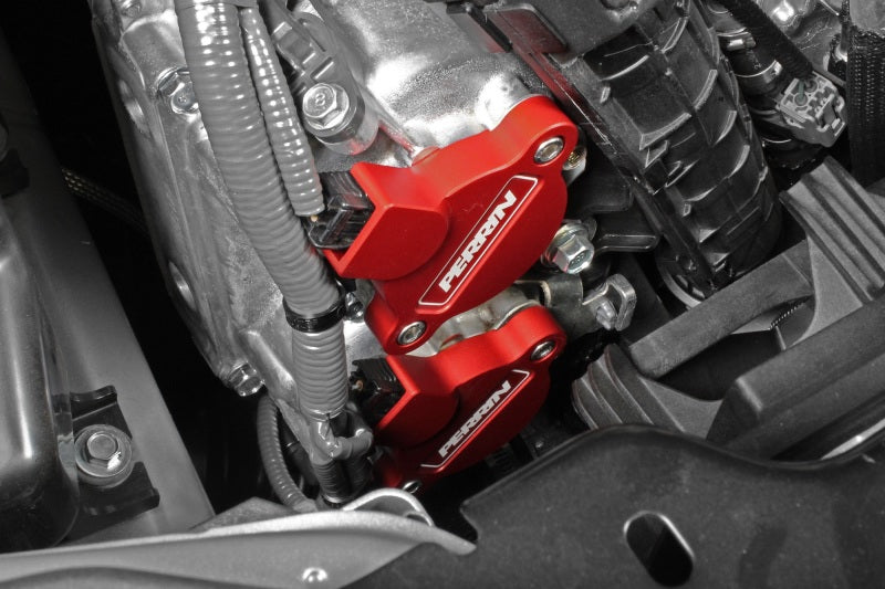 Perrin Cam Solenoid Cover Red - 2015-2025 WRX, 2014-2018 Forester XT, 2019-2025 Forester, 2019-2025 Ascent, 2020-2022 Legacy XT, 2020-2025 Outback XT, 2013-2025 Crosstrek, 2012-2025 Impreza