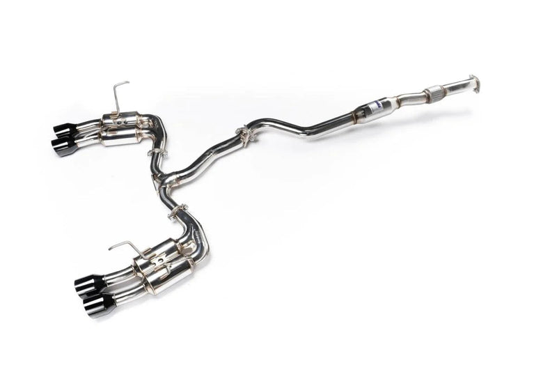 Invidia Gemini R400 Stainless Steel Catback Exhaust w/ Signature Series Black Quad Tips - 2022+ WRX