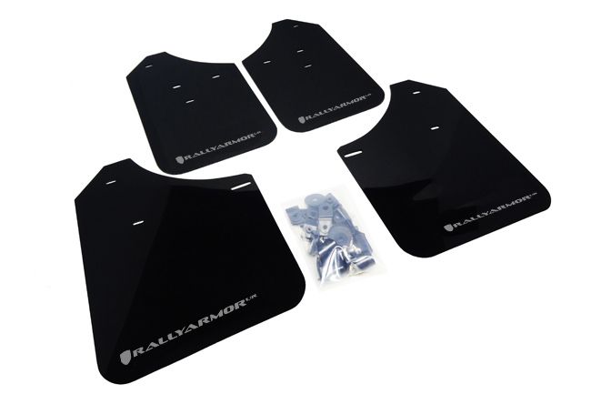 RALLY ARMOR UR MUDFLAPS - BLACK/SILVER LOGO - 02-07 IMPREZA, 02-07 WRX, 04-07 STI