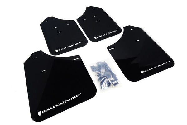 RALLY ARMOR UR MUDFLAPS - BLACK/WHITE LOGO - 02-07 IMPREZA, 02-07 WRX, 04-07 STI