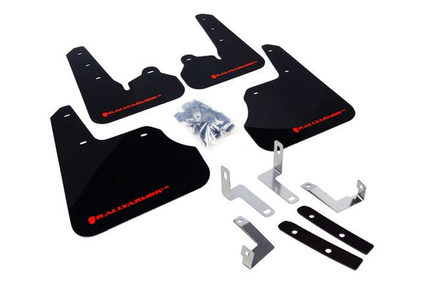 RALLY ARMOR UR MUDFLAPS - BLACK/RED LOGO - 12-16 IMPREZA SEDAN/HATCH