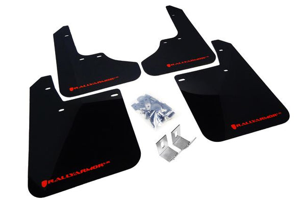 RALLY ARMOR UR MUDFLAPS - BLACK/RED LOGO - 08-11 IMPREZA, 08-10 WRX