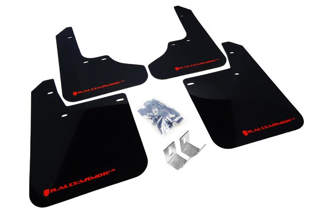 RALLY ARMOR UR MUDFLAPS - BLACK/RED LOGO - 08-11 IMPREZA, 08-10 WRX
