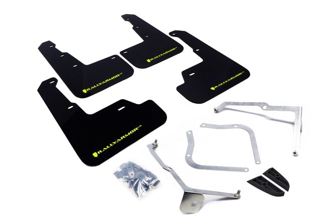 RALLY ARMOR UR MUD FLAPS - BLACK/NEON YELLOW - 2015-2021 WRX , 2015-2021 STI