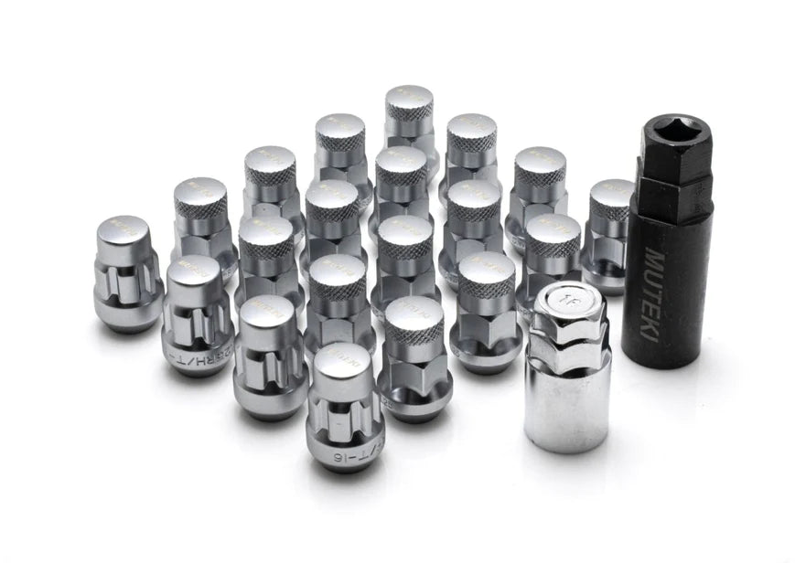 Wheel Mate Muteki SR35 Close End Lug Nuts w/ Lock Set - Satin Silver 12x1.25 35mm