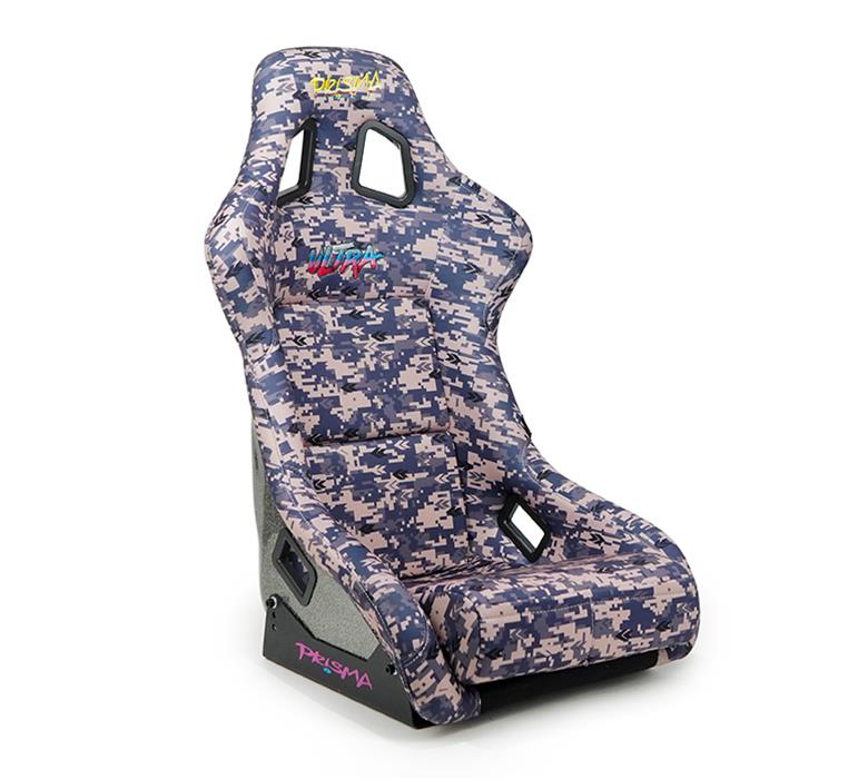 NRG FRP Bucket Seat PRISMA Digital Camo Edition Vegan Matl. w/ Phone Pkt. Silver Pearl Back - Medium