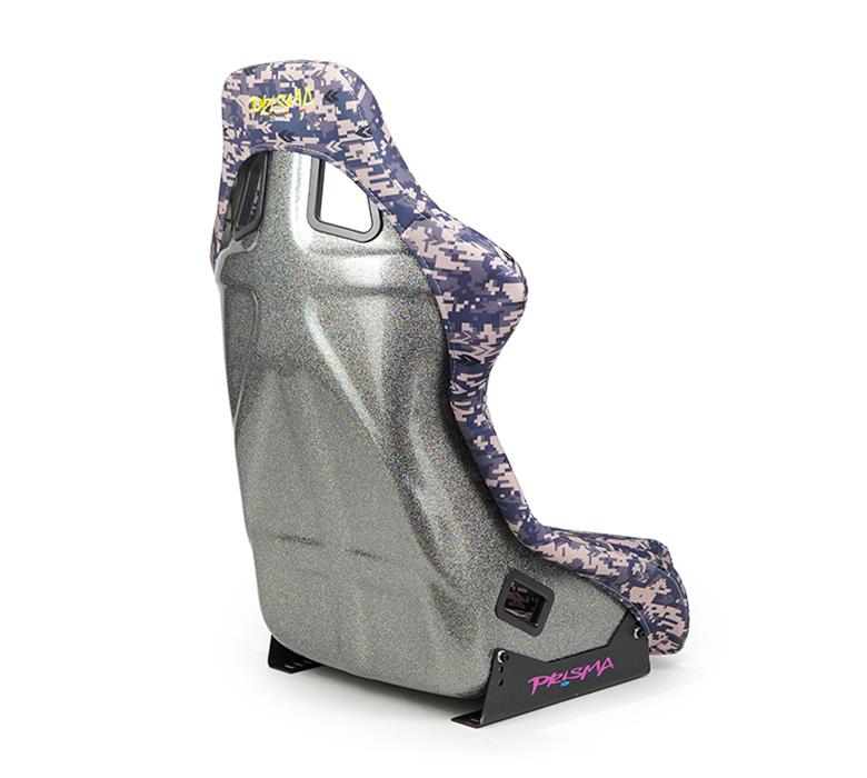 NRG FRP Bucket Seat PRISMA Digital Camo Edition Vegan Matl. w/ phone pocket Silver pearl bck - Large