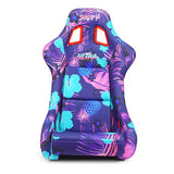 NRG PRISMA Bucket Seat PINA Version Purple Pearlized Back Violet Tropical Print - Medium