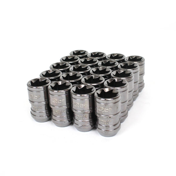 Project Kics 12 x 1.25 Glorious Black T1/06 Monolith Lug Nuts - 20 Pcs