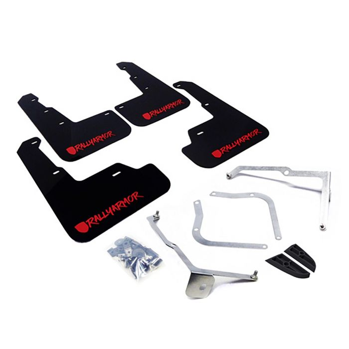 RALLY ARMOR UR MUDFLAPS - NEW ERA - BLACK/RED LOGO - 2015-2021 WRX, 2015-2021 STI
