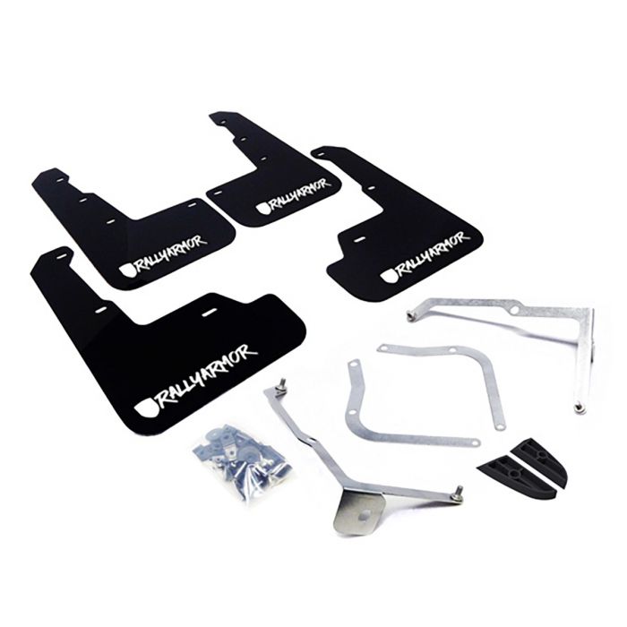 RALLY ARMOR UR MUDFLAPS - NEW ERA - BLACK/WHITE LOGO - 2015-2021 WRX, 2015-2021 STI