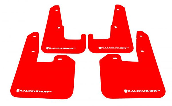 RALLY ARMOR UR MUD FLAPS - RED/WHITE LOGO - 11-14 WRX HATCHBACK, 08-14 STI HATCHBACK