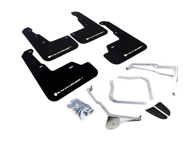 RALLY ARMOR UR MUD FLAPS - BLACK/WHITE - 2015-2021 WRX , 2015-2021 STI