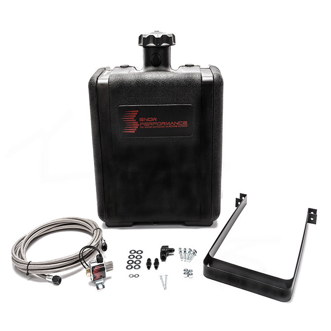 Snow Performance 7 Gal. Water-Methanol Tank Upgrade Braided Stainless Line (W/Brackets, Solenoid, Hose & All Necessary Fittings) (15Lx17Hx9W) - UNIVERSAL