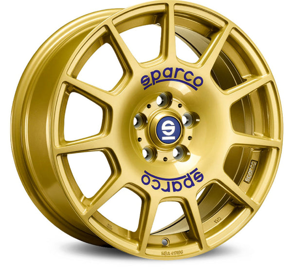 OZ SPARCO TERRA 16 X 7 +45 5 X 114.3 CB73.1 RACE GOLD W/ BLUE LETTERIN