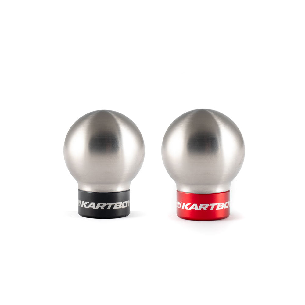Kartboy StackLock Tarmac Shift Knob Kit - Stainless Steel Ball - SS Core - Black & Red Trim Rings