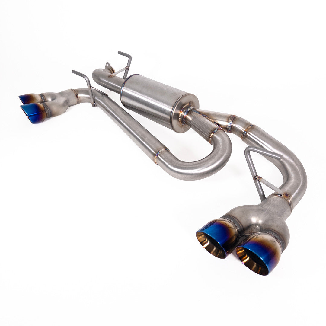 NAMELESS PERFORMANCE Axleback Exhaust - 5" Executive Mufflers - Quad Exit Neochrome Tips - 2024+ Impreza