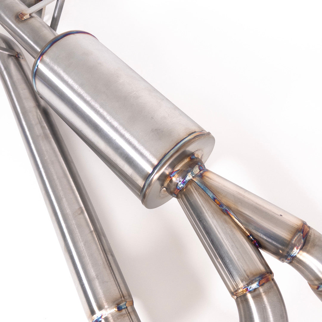 NAMELESS PERFORMANCE Axleback Exhaust - 5" Executive Mufflers - Quad Exit Neochrome Tips - 2024+ Impreza