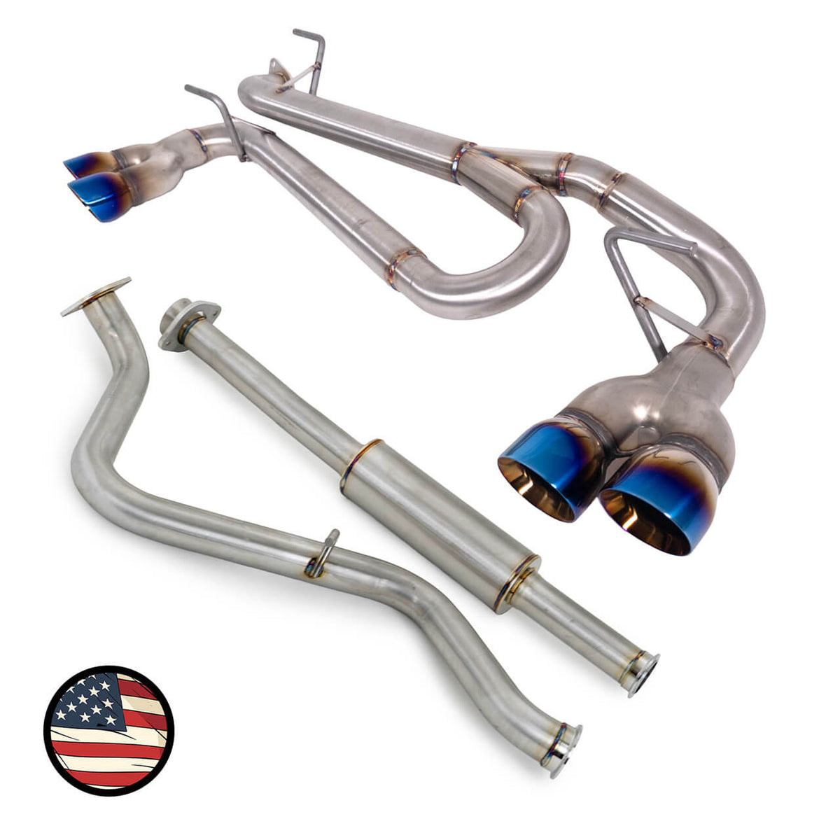 NAMELESS PERFORMANCE Catback Exhaust - Muffler Delete - Quad Exit Neochrome Tips - 2024-2025 Impreza