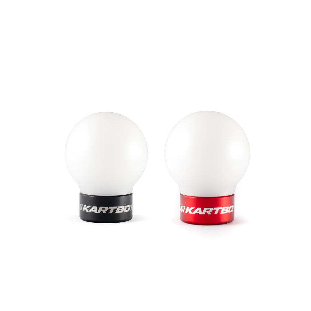Kartboy StackLock Tarmac Shift Knob Kit - White Delrin Ball - SS Core - Black & Red Trim Rings