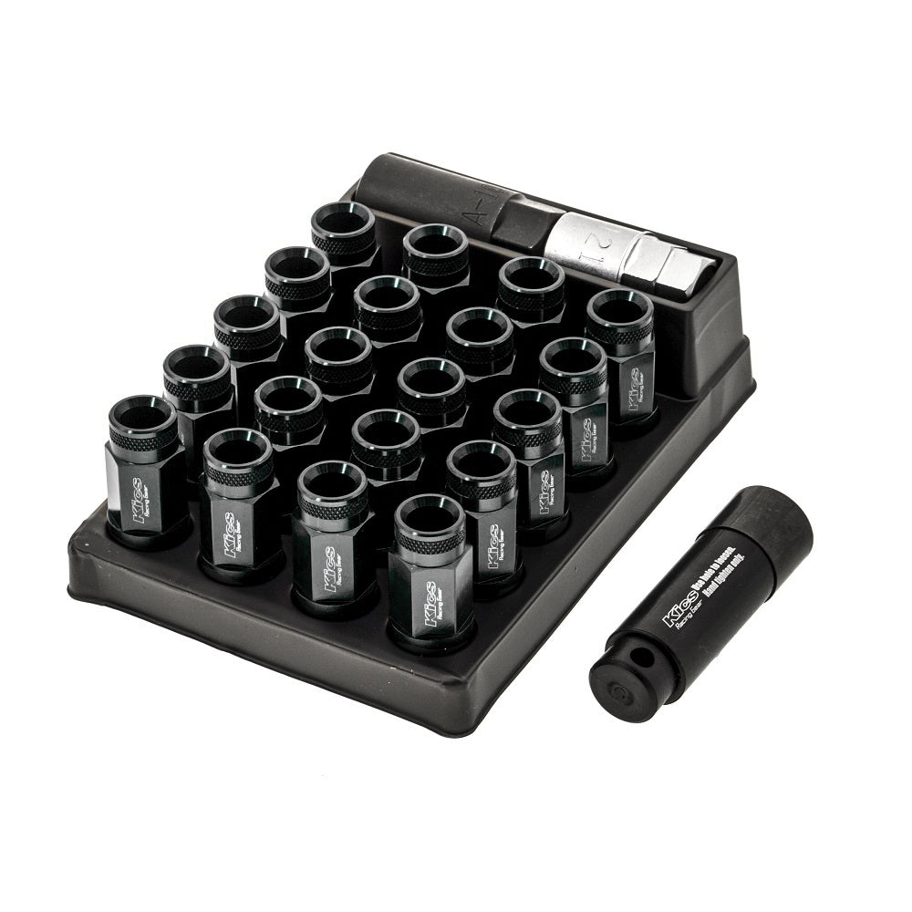 Project KICS Leggdura Racing Shell Type 53mm Open Ended Lug Nuts - Black M12x1.25