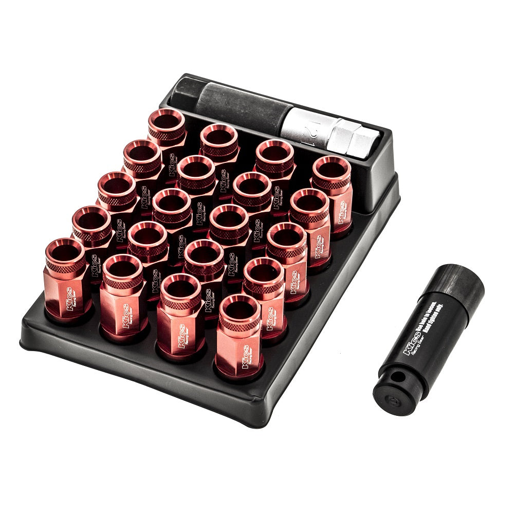 Project Kics Leggdura Racing Shell Type 53mm Open Ended Lug Nuts - Red M12x1.25