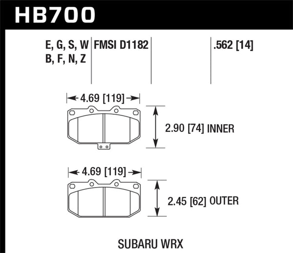Hawk Performance DTC-30 Brake Pad Sets - Front - 06-07 WRX