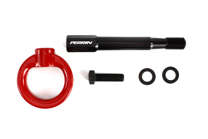 Perrin Tow Hook Kit (Rear) - Red - 8-14 Subaru WRX/STI Hatchback